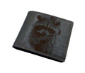 Handmade genuine leather wallet, Racoon drawing wallet, custom animal pattern gift