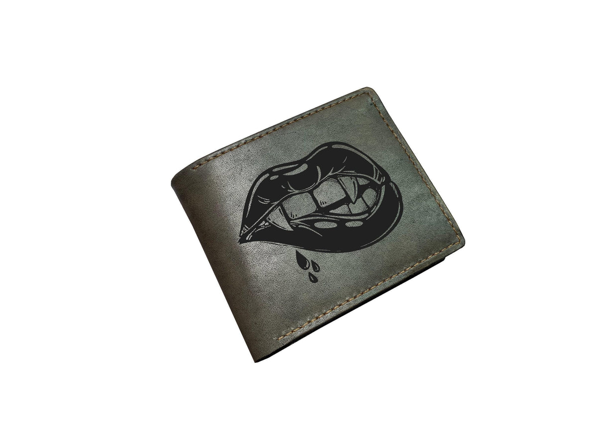Dracula Vampire Portrait Leather Wallet, Handmade Horror Gift