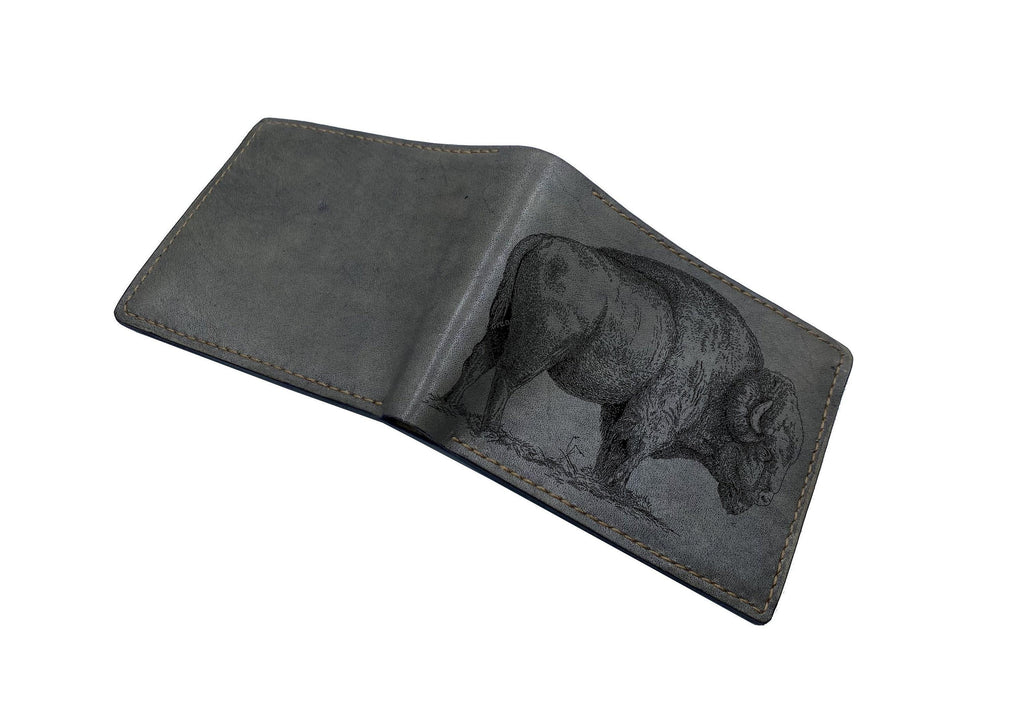 Personalized Leather Wallet, Engraved Tiger Portrait, Gift for Him