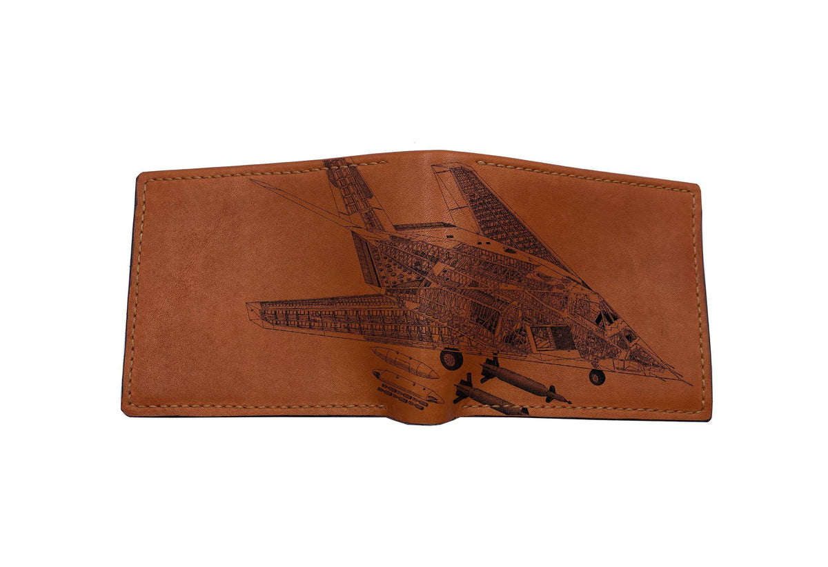 Custom Airplane Cutaway Leather Wallet - Mechanical Style Gift