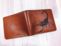 Personalized Leather Scorpion Wallet - Handmade Animal Engraved Bi-Fold