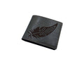 Feather Engraved Leather Wallet, Personalized Gift