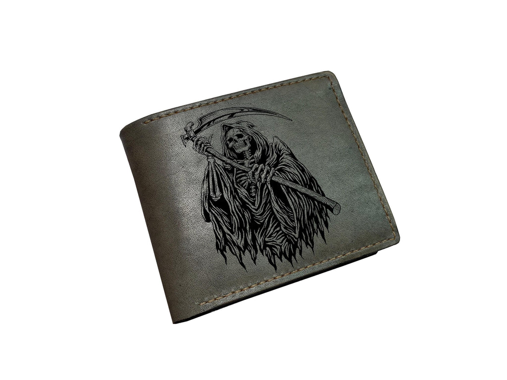 Death God Leather Wallet, Handmade Horror Art, Halloween Gift