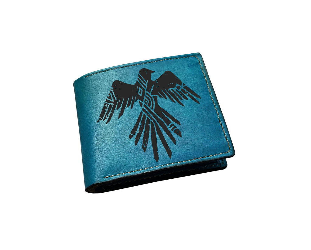 Raven Leather Wallet, Celtic Viking Style, Gift for Him