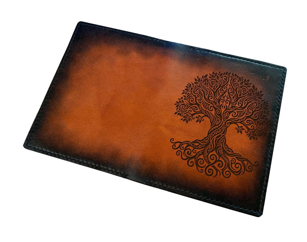 Tree of life genuine leather wallet, Yggdrasil viking tribal wallet, personalized gift name engraving
