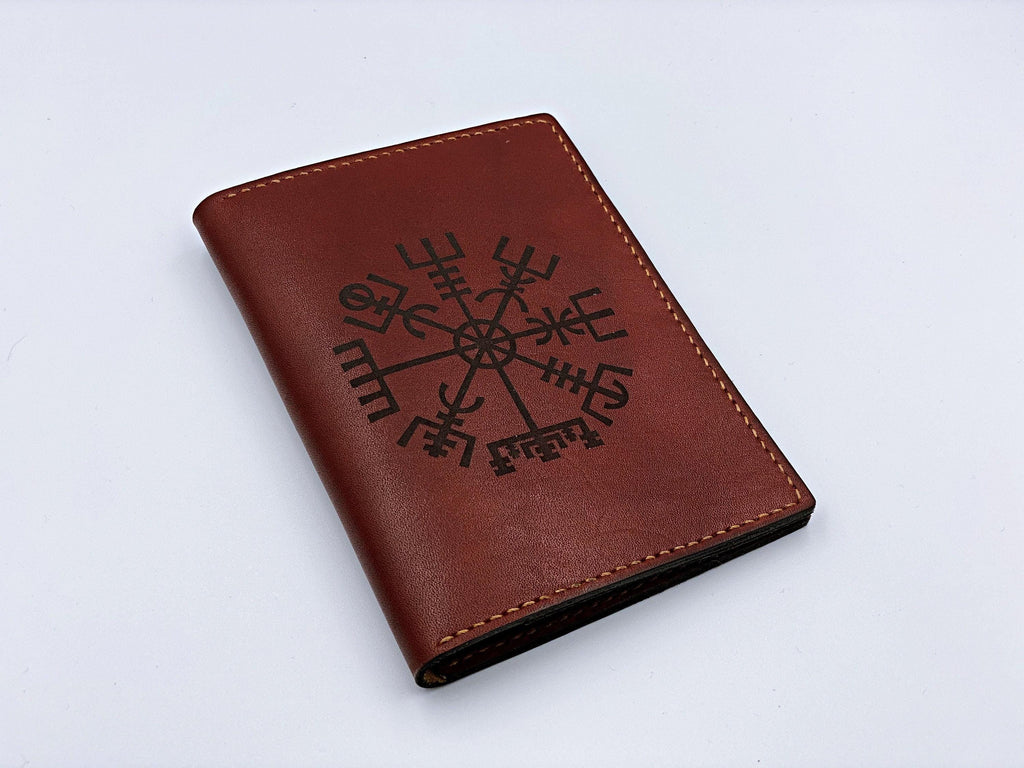 Personalized Viking Compass Leather Passport Wallet