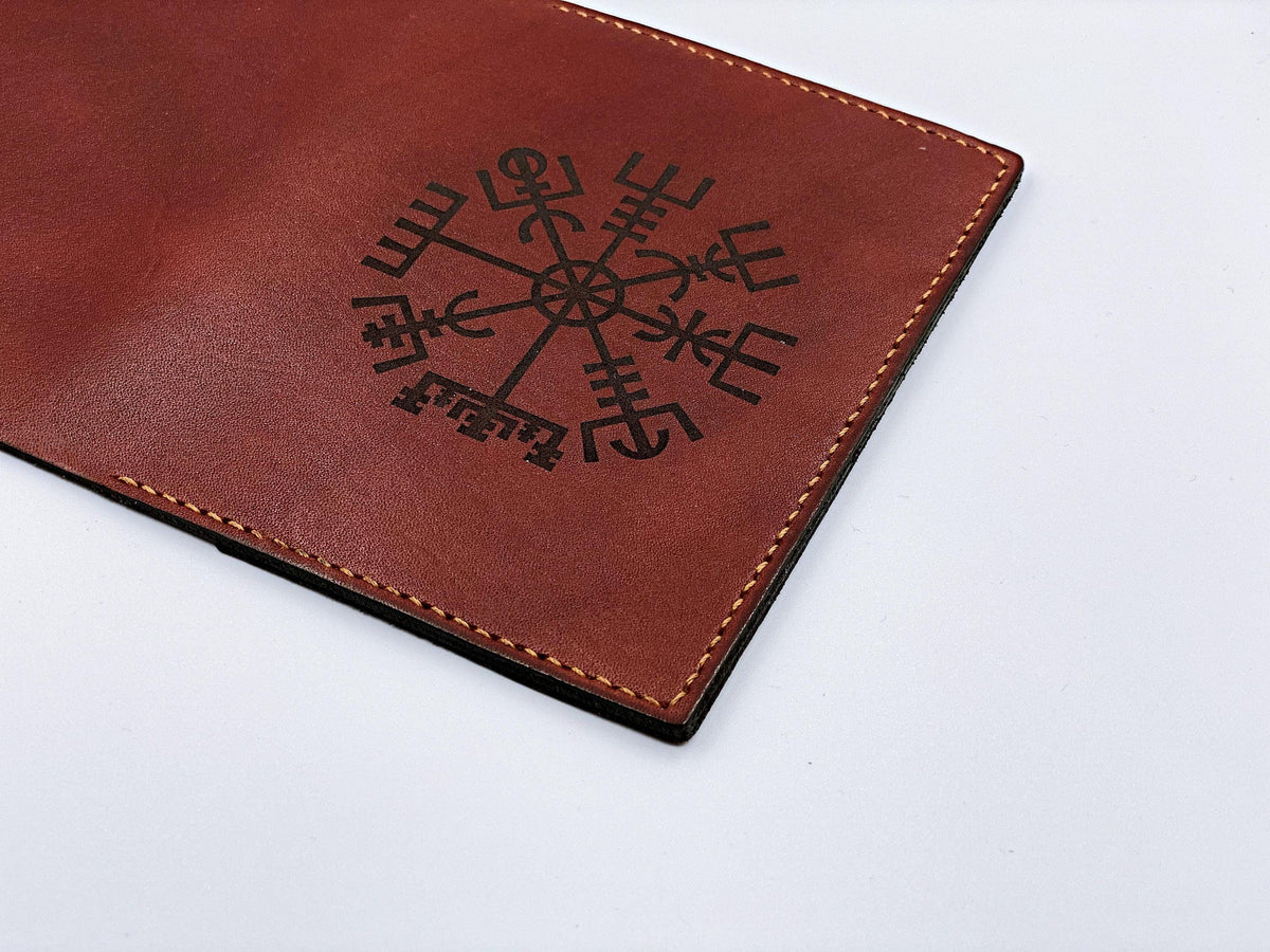 Personalized Viking Compass Leather Passport Wallet