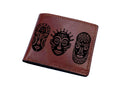 Engraved Leather Wallet, Traditional African Masks, Personalized Gift