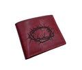 Handmade Crown of Thorns Leather Wallet, Christian Gift