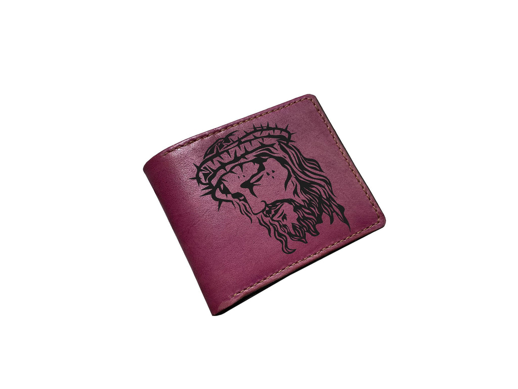 Handmade Crown of Thorns Leather Wallet, Christian Gift