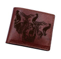 Engraved Wolf Pack Leather Wallet, Personalized Handmade Bifold
