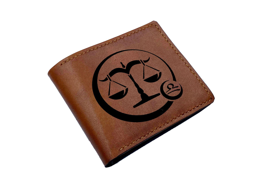 Zodiac Libra Leather Wallet, Constellation Star Sign Gift