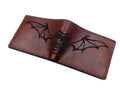 Personalized Leather Wallet: Skull Bat Wings, Horror Pattern