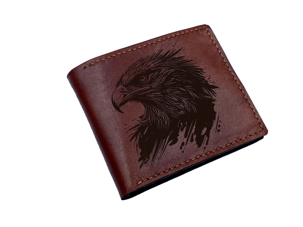 Eagle Drawing Leather Wallet: Handmade Animal Pattern Gift