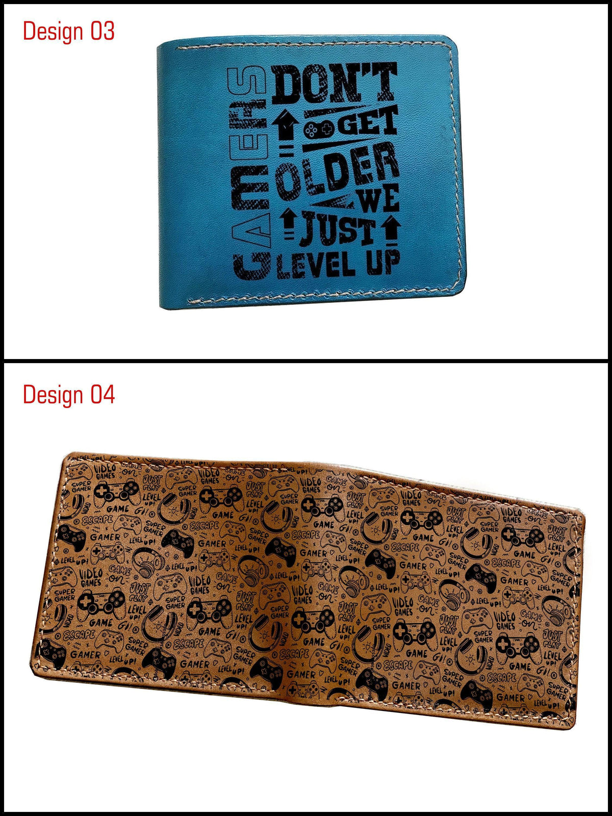 Personalized Leather Gamer Wallet: Graphic Art Gift