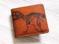 T-Rex Skeleton Leather Bifold Wallet - Personalized Dinosaur Gift