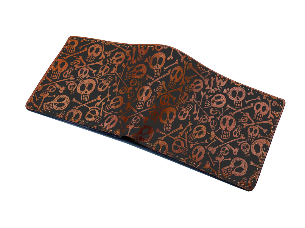 Handmade Leather Skull Wallet: Funny Horror Style, Customized Gift