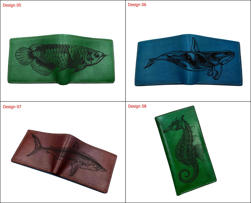 Shark Leather Wallet: Personalized Animal Pattern, Handmade