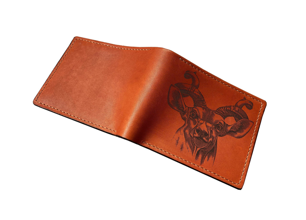 Bighorn sheep sketch leather wallet, Ram head men's wallet, animal pattern gift for him, wallet for dad, gift for boyfriend